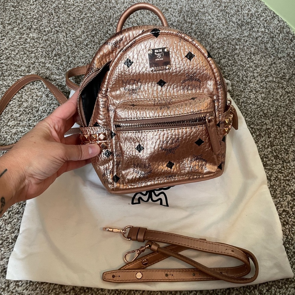 MCM Metallic Rose Backpack